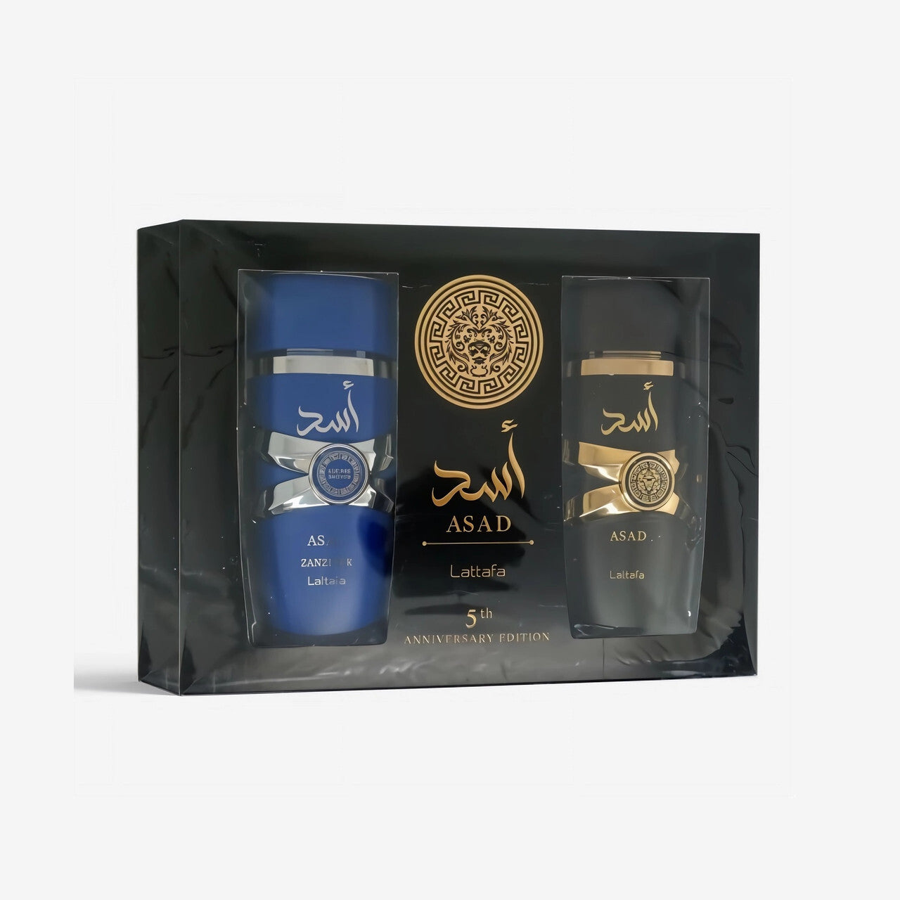 Lattafa asad 2 pcs set for men: asad 3.4 eau de parfum spray + asad zanzibar 3.4 eau de parfum spray